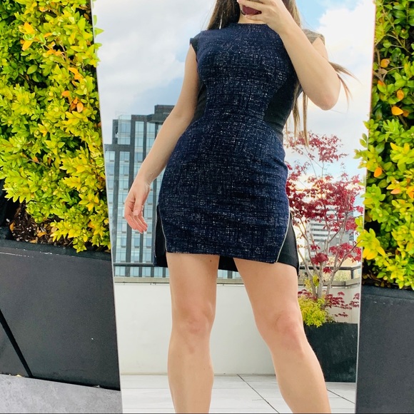 Anthropologie TIME Metal Zipper Wool Shaper Fashion Mini Dress - Picture 10 of 15